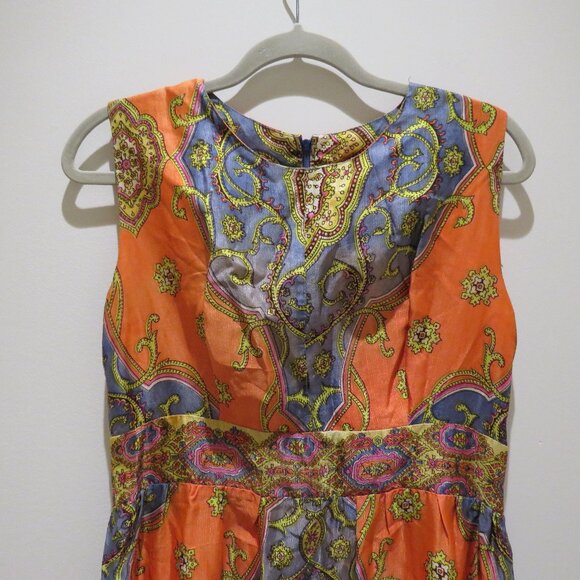 VINTAGE BARD'S TORONTO 1970s Paisley Satin Maxi Dress Multicolor Retro Boho - Picture 5 of 15